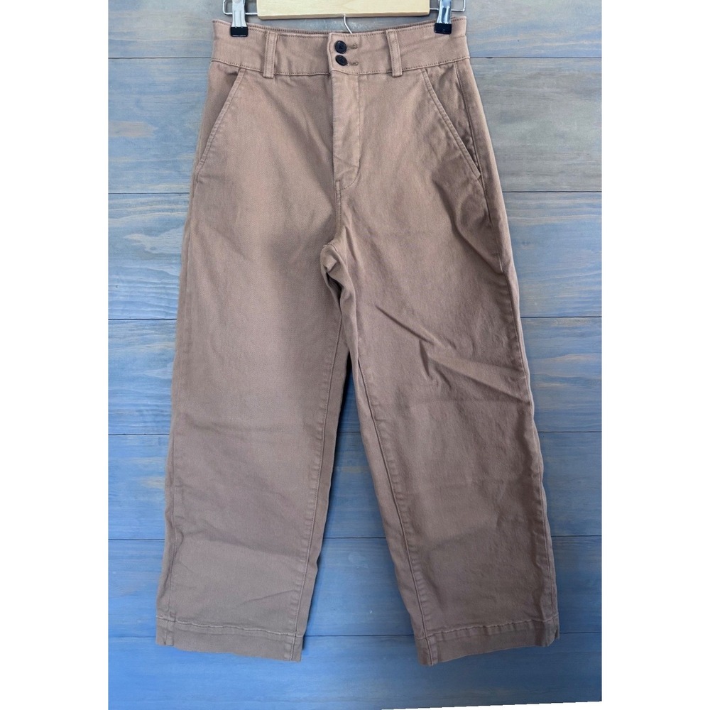 Everlane Organic Wide-Leg Crop Pant Brown High Rise Cotton‎ Chino